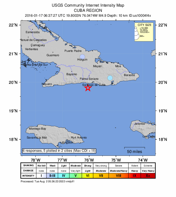 Did You Feel It? map: shaking reported by the public