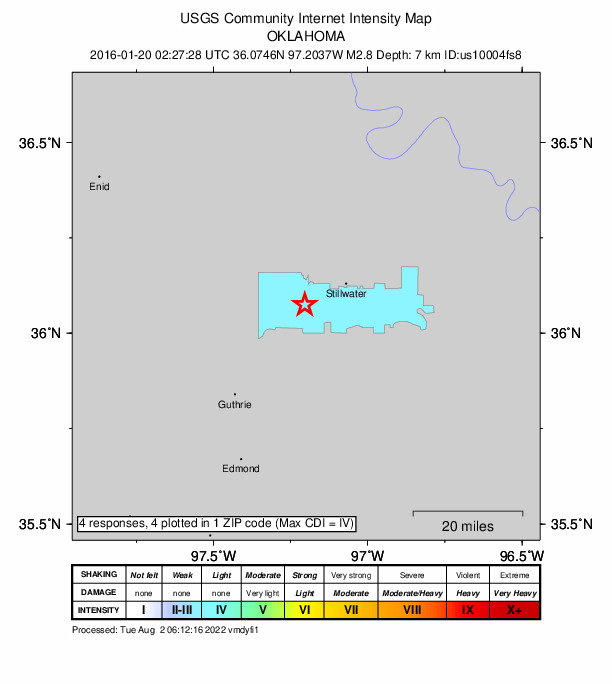 Did You Feel It? map: shaking reported by the public