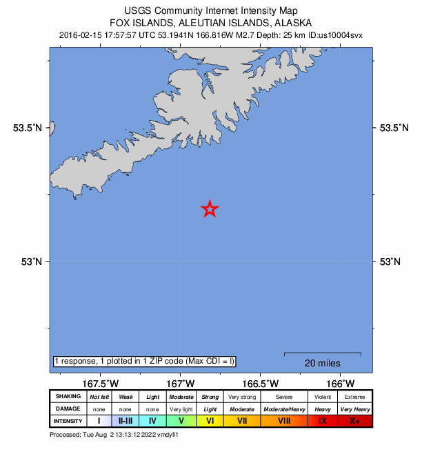 Did You Feel It? map: shaking reported by the public