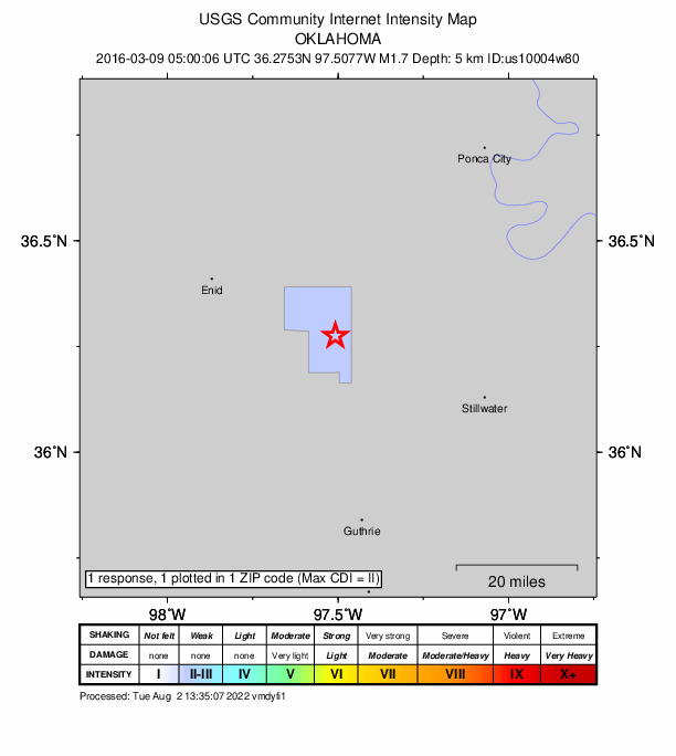 Did You Feel It? map: shaking reported by the public