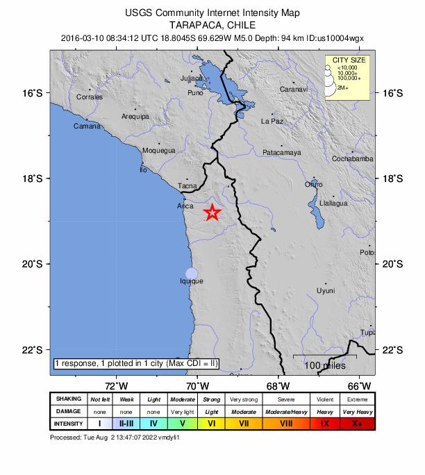 Did You Feel It? map: shaking reported by the public