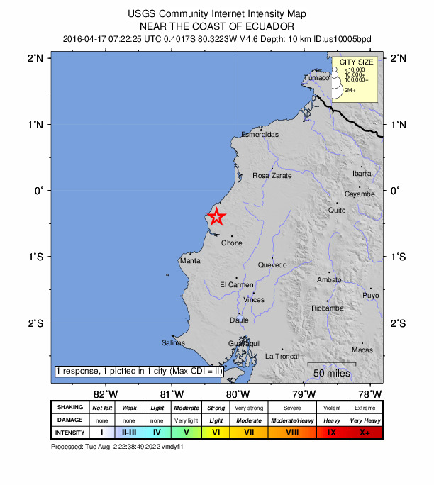 Did You Feel It? map: shaking reported by the public
