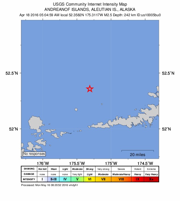 Did You Feel It? map: shaking reported by the public