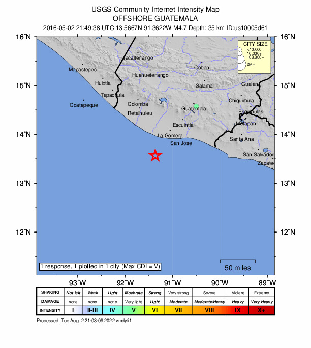 Did You Feel It? map: shaking reported by the public