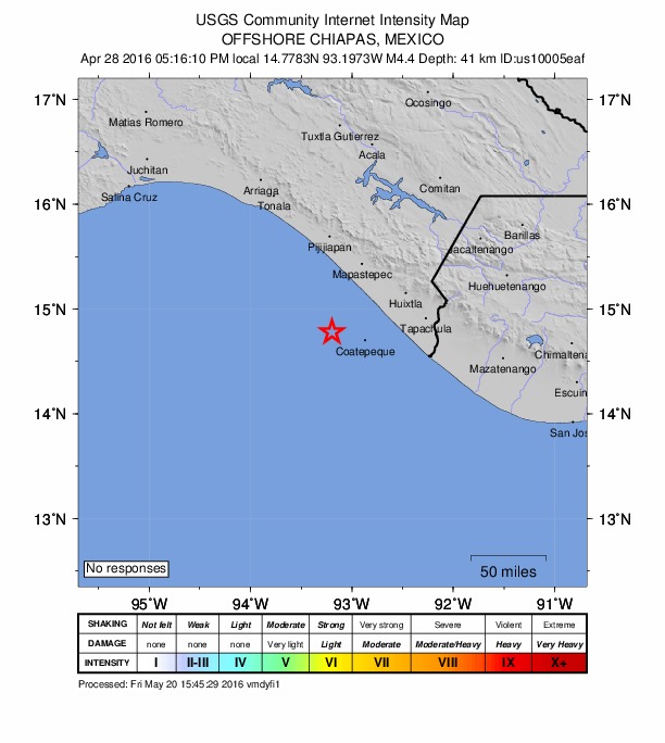 Did You Feel It? map: shaking reported by the public