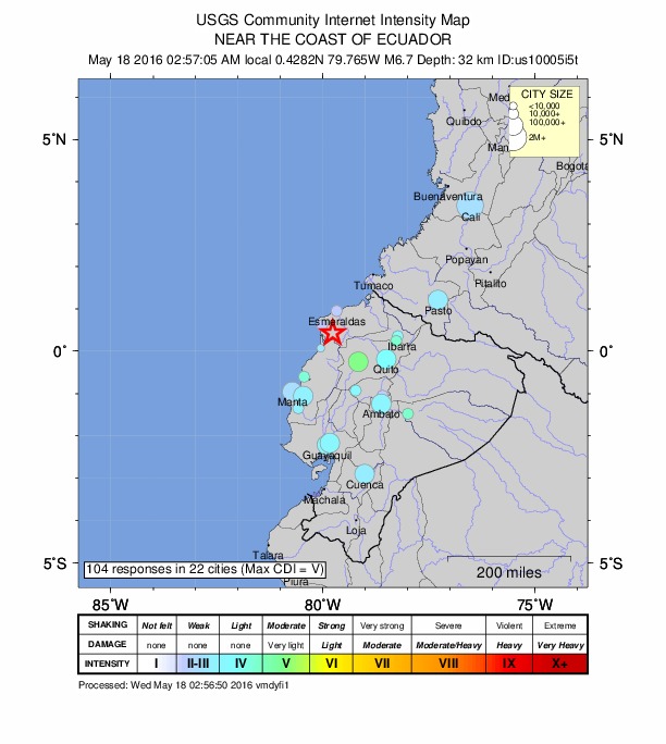 Did You Feel It? map: shaking reported by the public