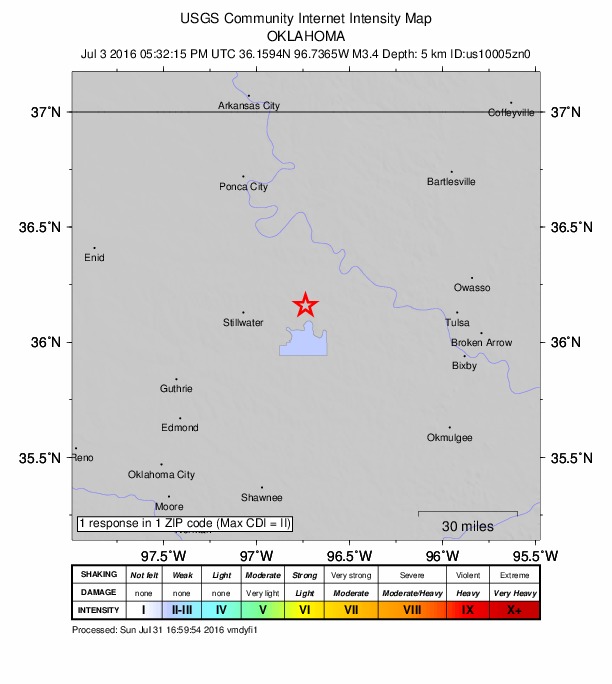 Did You Feel It? map: shaking reported by the public