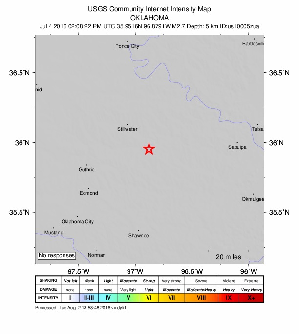 Did You Feel It? map: shaking reported by the public