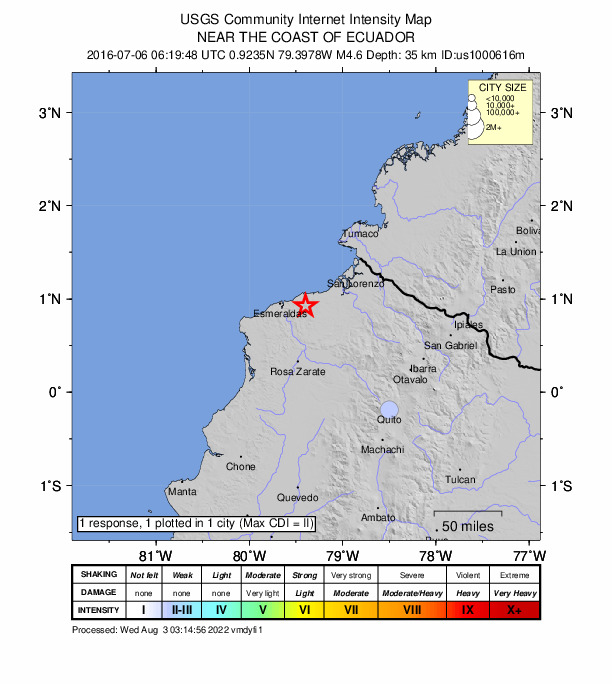 Did You Feel It? map: shaking reported by the public