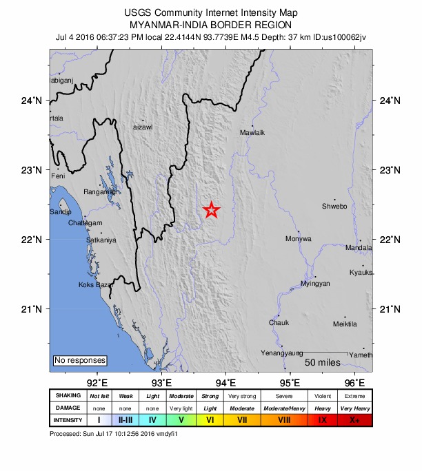 Did You Feel It? map: shaking reported by the public