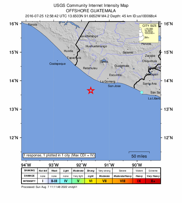 Did You Feel It? map: shaking reported by the public