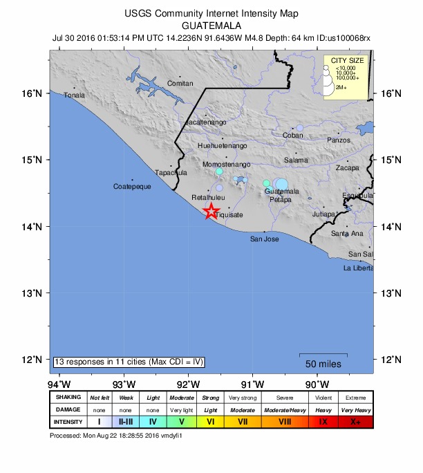 Did You Feel It? map: shaking reported by the public