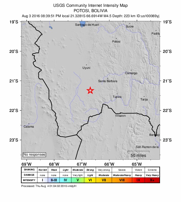 Did You Feel It? map: shaking reported by the public