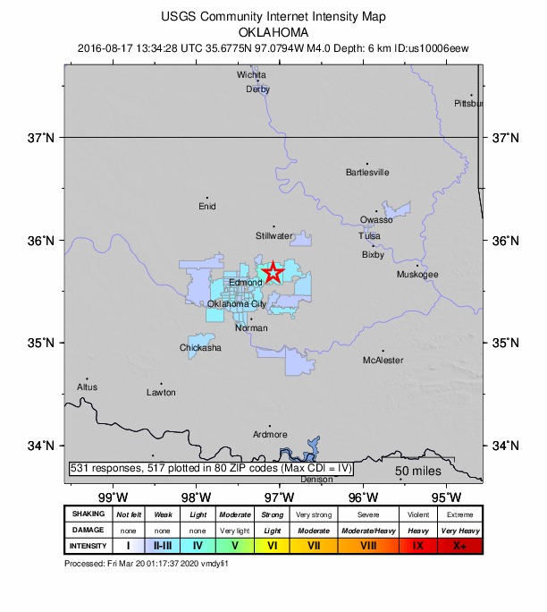 Did You Feel It? map: shaking reported by the public