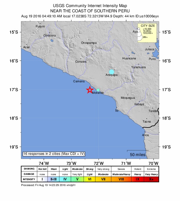 Did You Feel It? map: shaking reported by the public