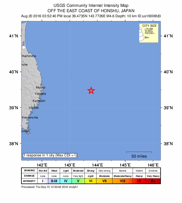Did You Feel It? map: shaking reported by the public