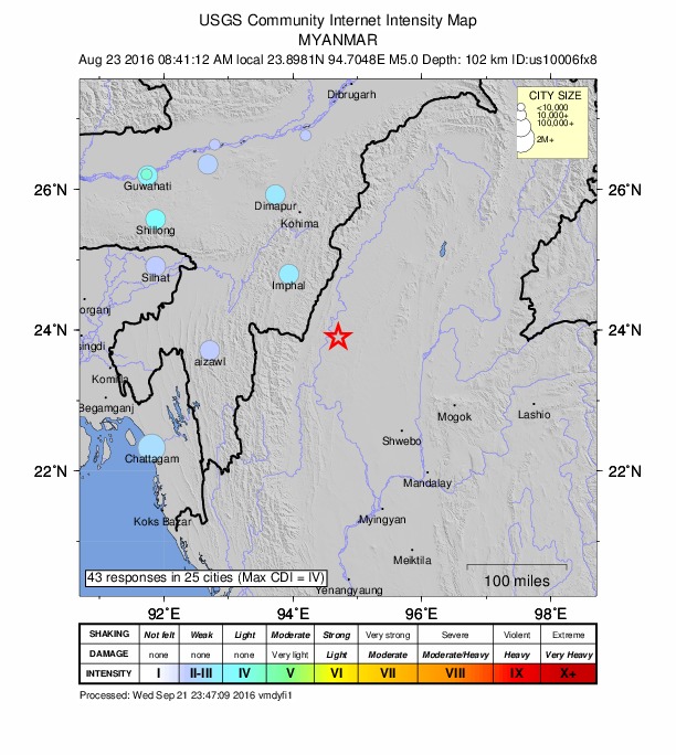 Did You Feel It? map: shaking reported by the public