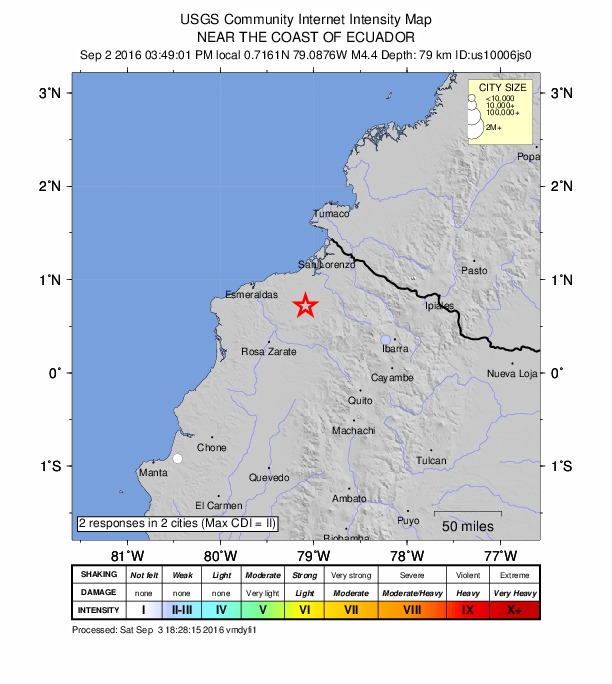Did You Feel It? map: shaking reported by the public