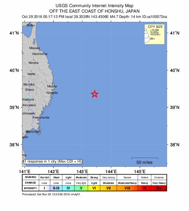 Did You Feel It? map: shaking reported by the public