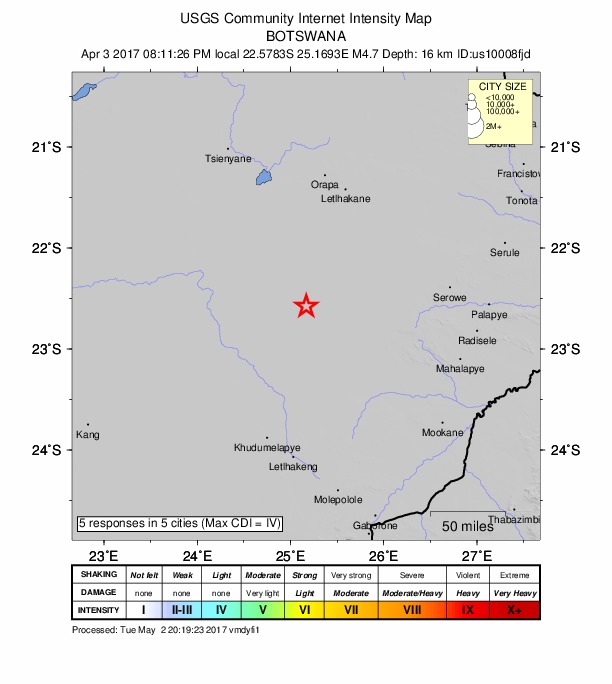 Did You Feel It? map: shaking reported by the public