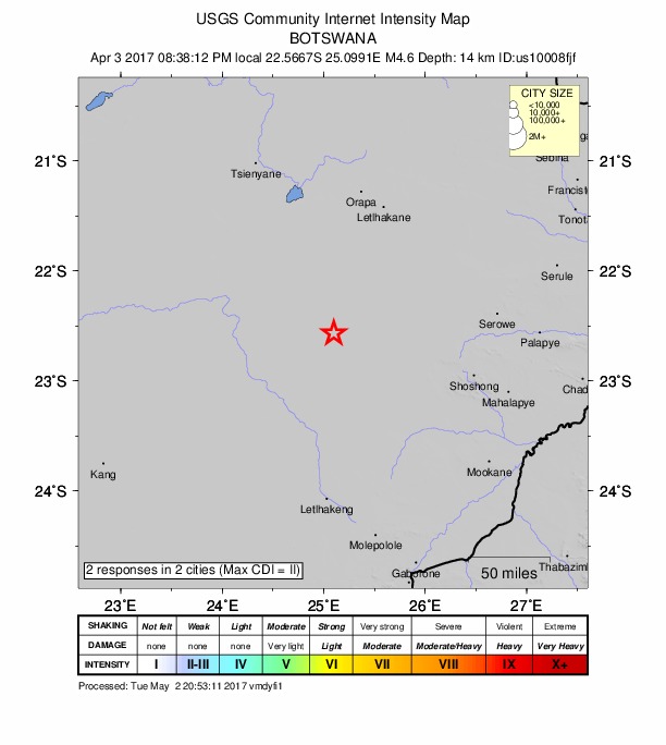 Did You Feel It? map: shaking reported by the public