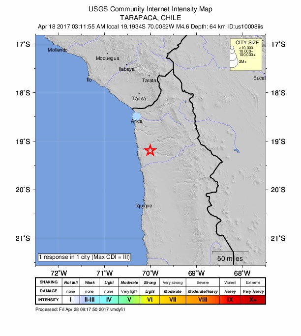 Did You Feel It? map: shaking reported by the public