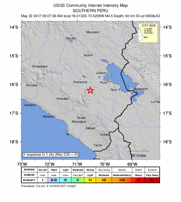 Did You Feel It? map: shaking reported by the public
