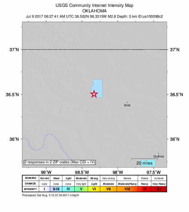 Did You Feel It? map: shaking reported by the public
