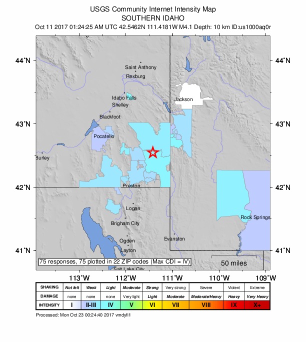 Did You Feel It? map: shaking reported by the public