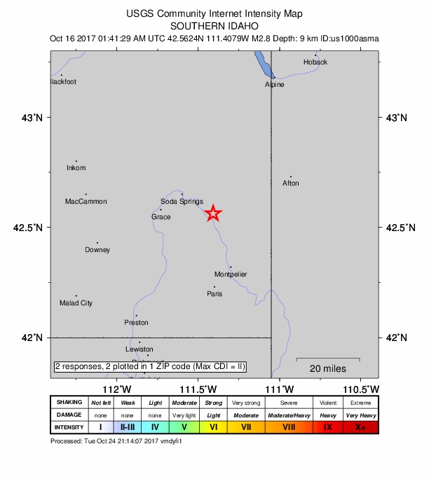 Did You Feel It? map: shaking reported by the public