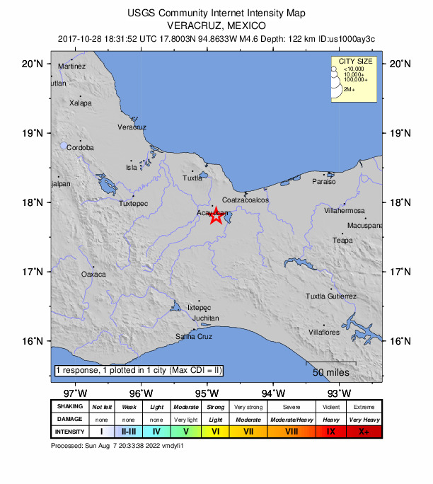 Did You Feel It? map: shaking reported by the public