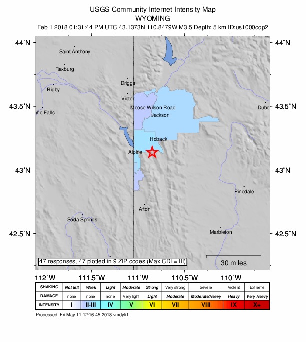 Did You Feel It? map: shaking reported by the public