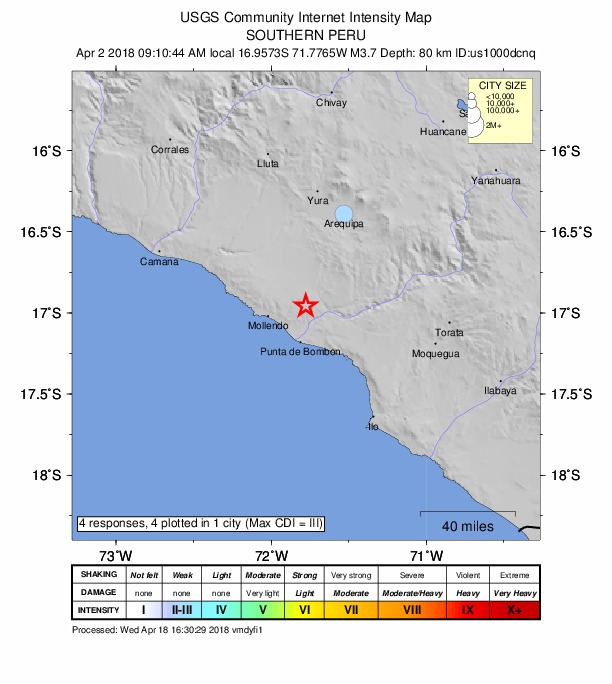 Did You Feel It? map: shaking reported by the public