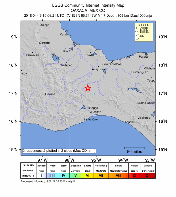 Did You Feel It? map: shaking reported by the public
