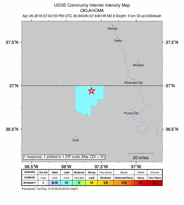 Did You Feel It? map: shaking reported by the public