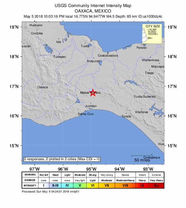 Did You Feel It? map: shaking reported by the public