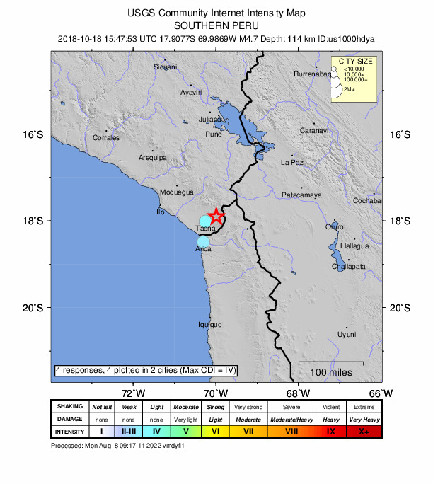 Did You Feel It? map: shaking reported by the public