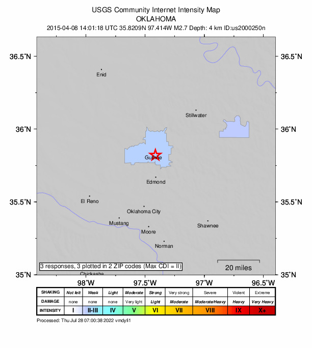 Did You Feel It? map: shaking reported by the public