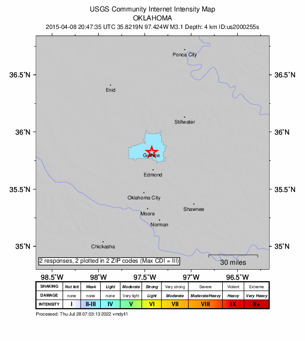 Did You Feel It? map: shaking reported by the public