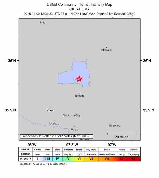 Did You Feel It? map: shaking reported by the public