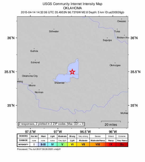 Did You Feel It? map: shaking reported by the public