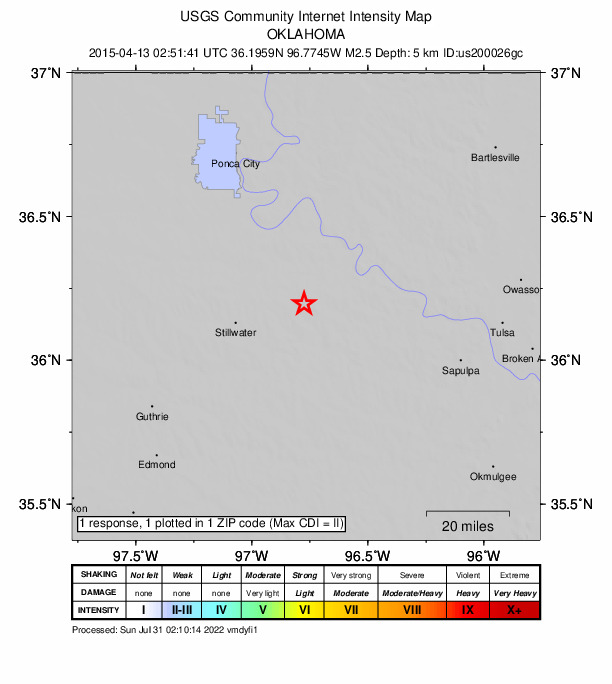 Did You Feel It? map: shaking reported by the public