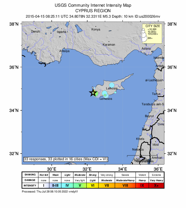 Did You Feel It? map: shaking reported by the public