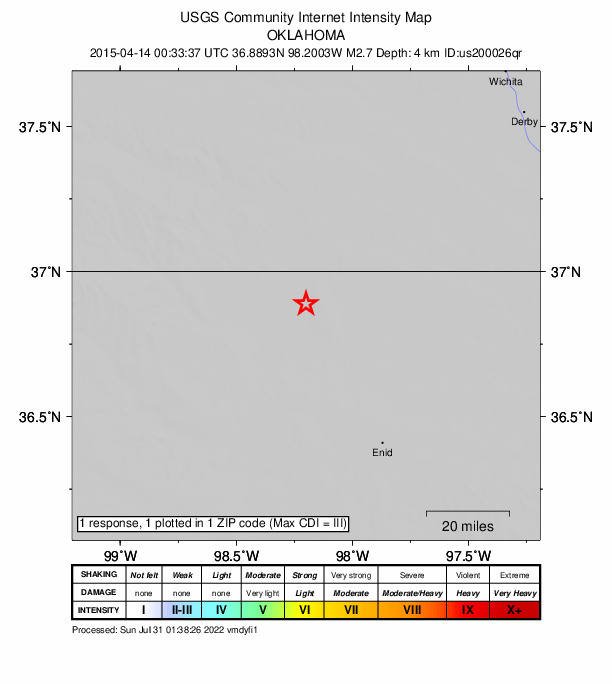 Did You Feel It? map: shaking reported by the public