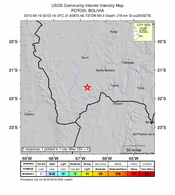 Did You Feel It? map: shaking reported by the public