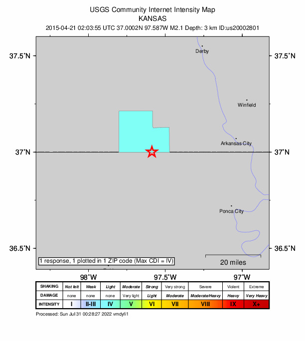 Did You Feel It? map: shaking reported by the public
