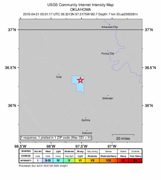 Did You Feel It? map: shaking reported by the public