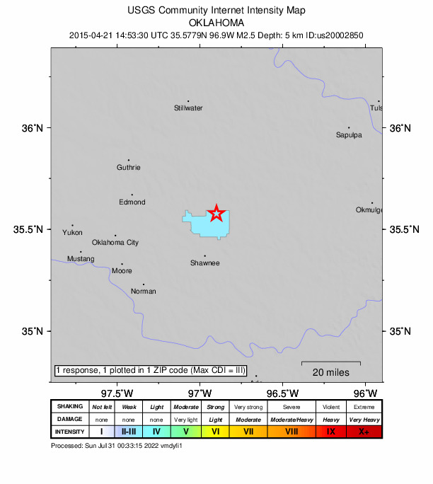 Did You Feel It? map: shaking reported by the public