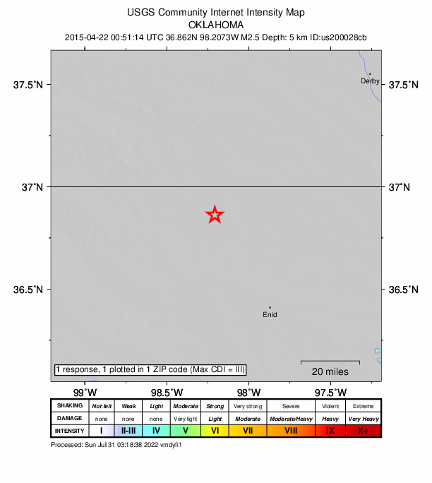 Did You Feel It? map: shaking reported by the public