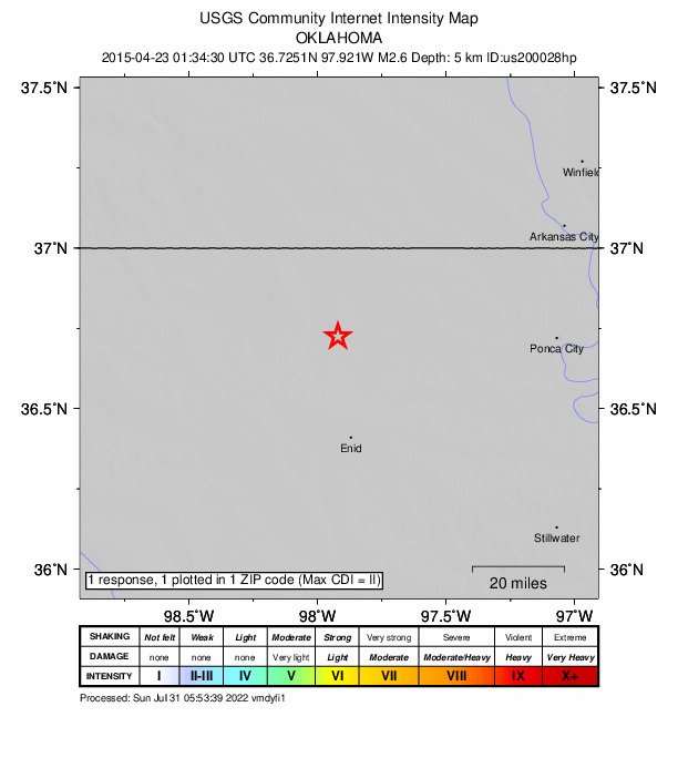 Did You Feel It? map: shaking reported by the public